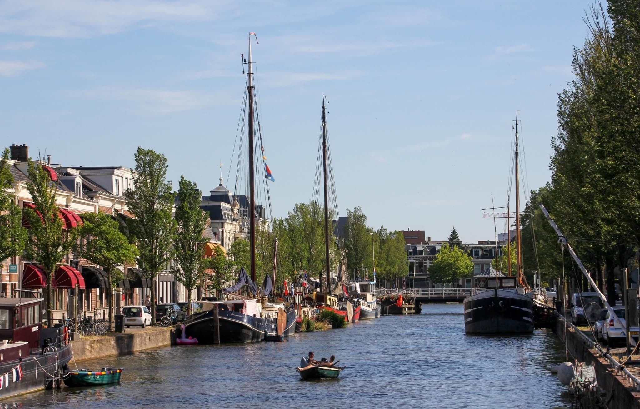 Canals and harbor views in the city of Leeuwarden.